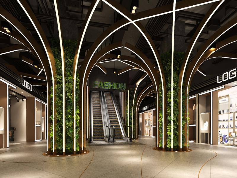 商場大型植物墻_柱子軟裝植物墻_生態植物墻廠家-認準綠飾界品牌設計公司